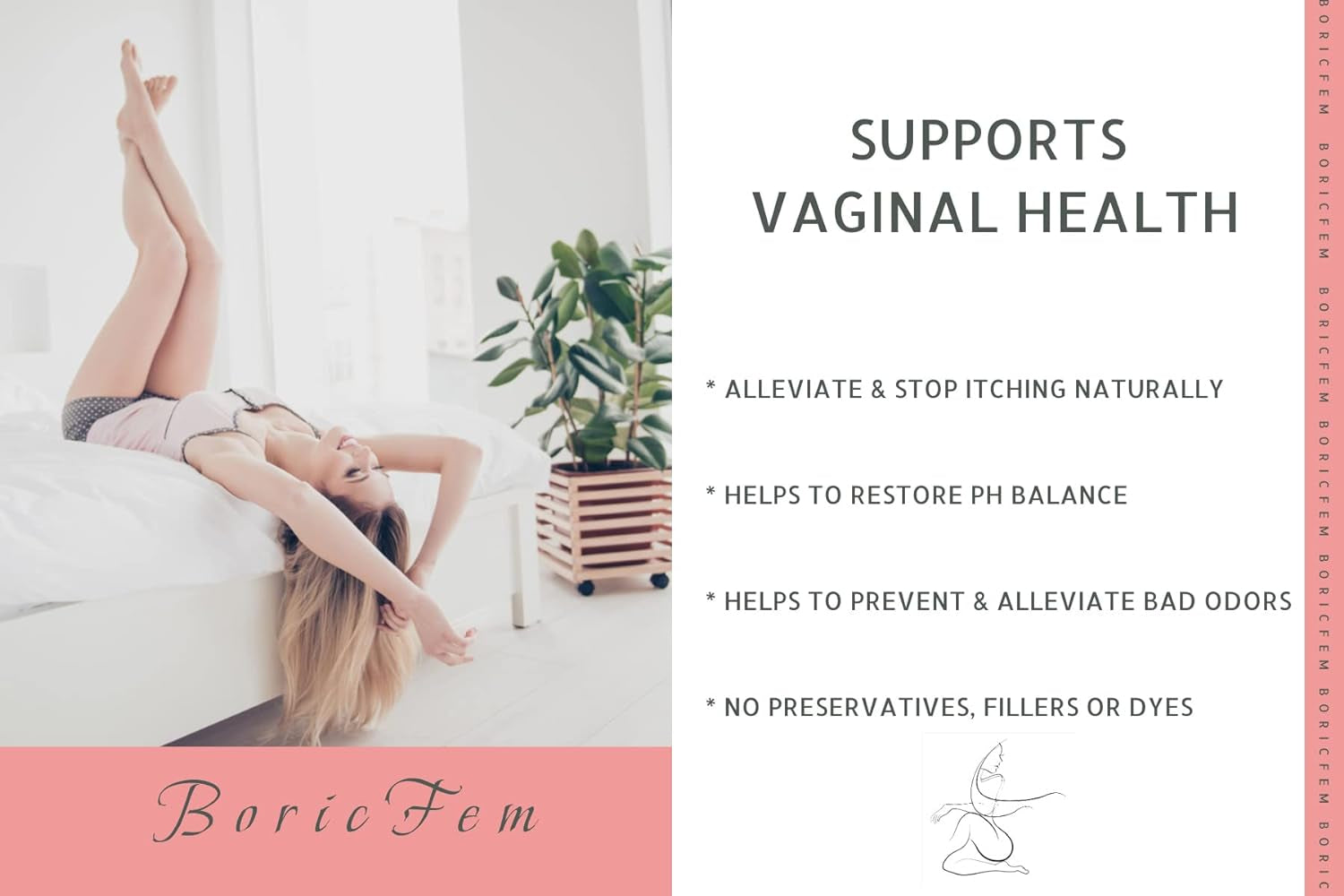 "Boricfem Vaginal Health Suppositories - 100% Pure USA-Made - 30 Servings"