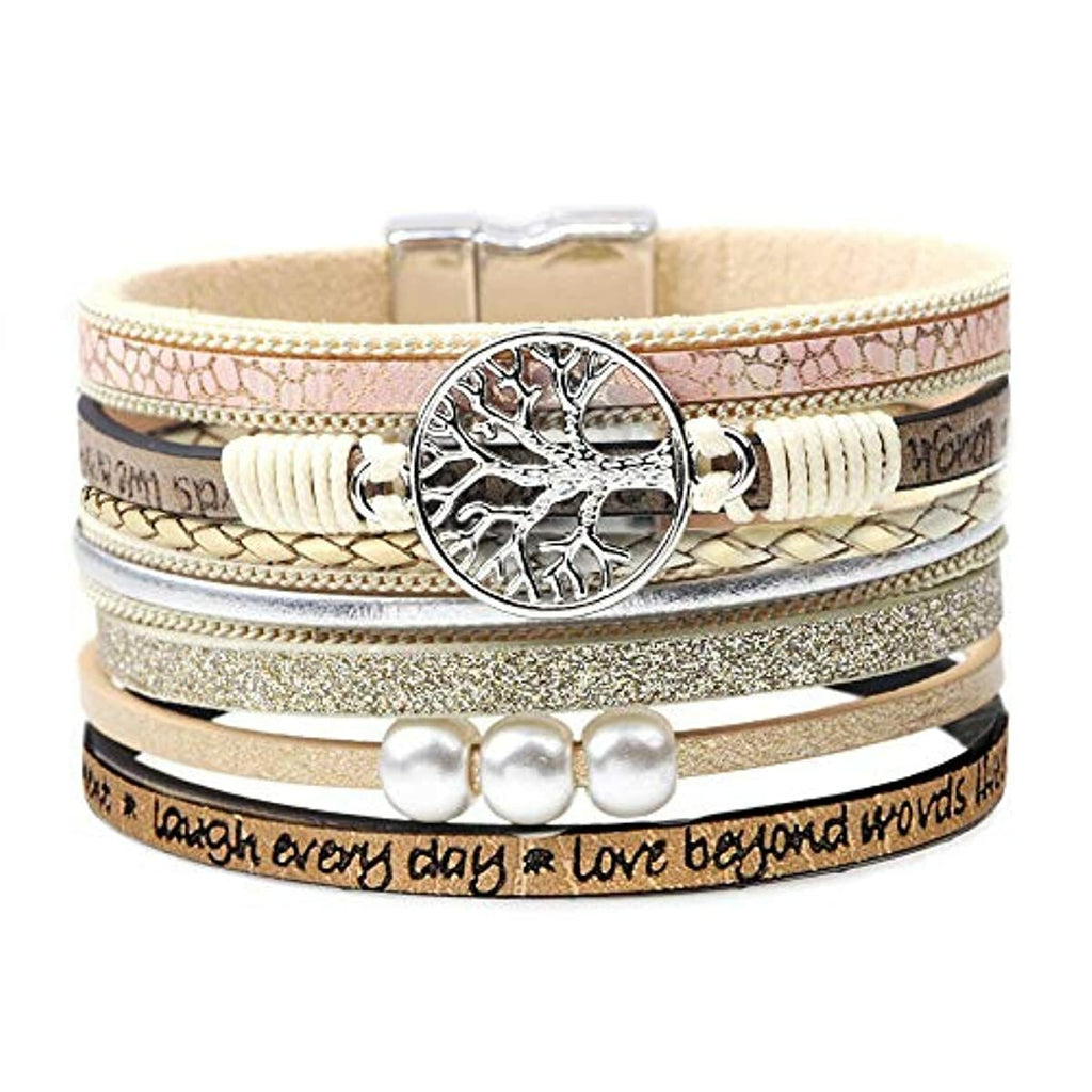 Inspirational Tree of Life Leather Bracelets for Women,Christmas Birthday Jewelry Gifts for Teens Girls